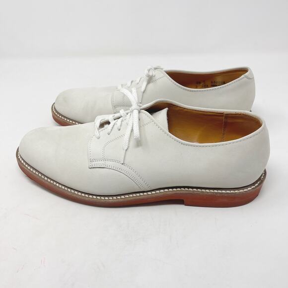 Mark Shale Mens Size 9.5 White Leather Oxford Dress Shoes Lace Up Almond Toe - Picture 8 of 14